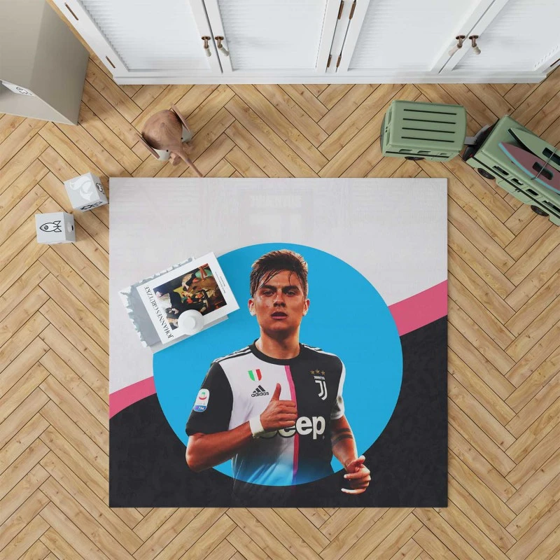 Spirited Juve Soccer Player Paulo Dybala Rug