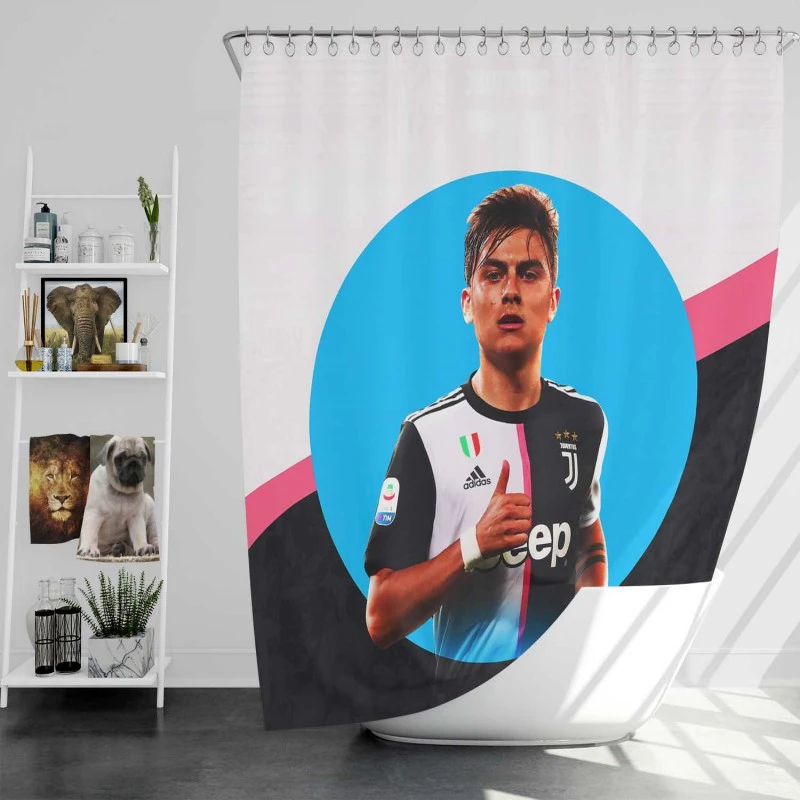 Spirited Juve Soccer Player Paulo Dybala Shower Curtain