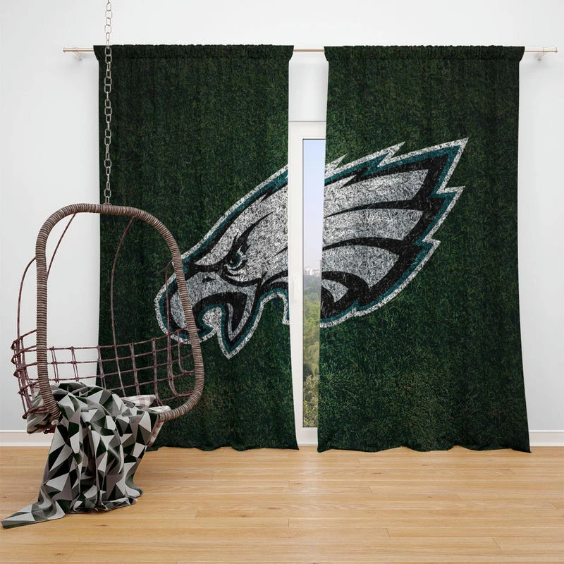 Spirited NFL Football Player Philadelphia Eagles Window Curtain
