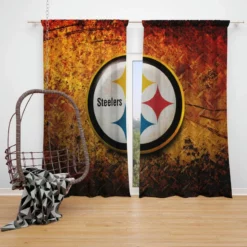 Spirited NFL Team Pittsburgh Steelers Window Curtain