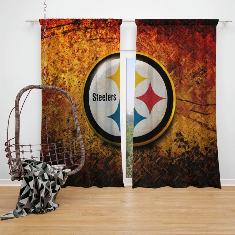 Spirited NFL Team Pittsburgh Steelers Window Curtain