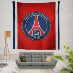 Spirited Paris Football Team PSG Logo Tapestry