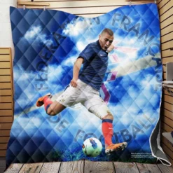 Spirited Soccer Player Karim Benzema Quilt Blanket