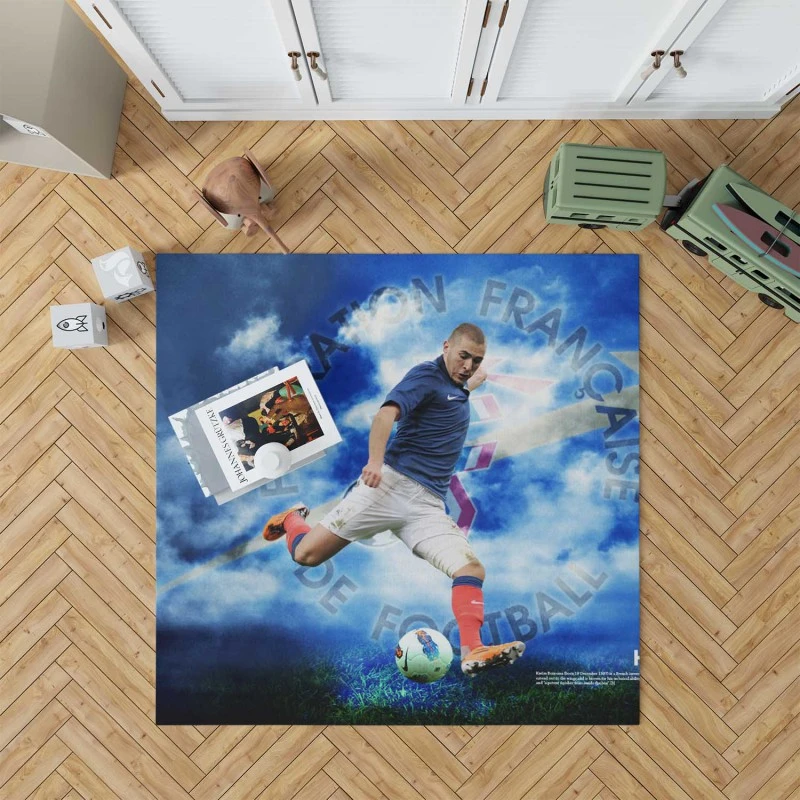 Spirited Soccer Player Karim Benzema Rug