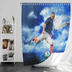 Spirited Soccer Player Karim Benzema Shower Curtain
