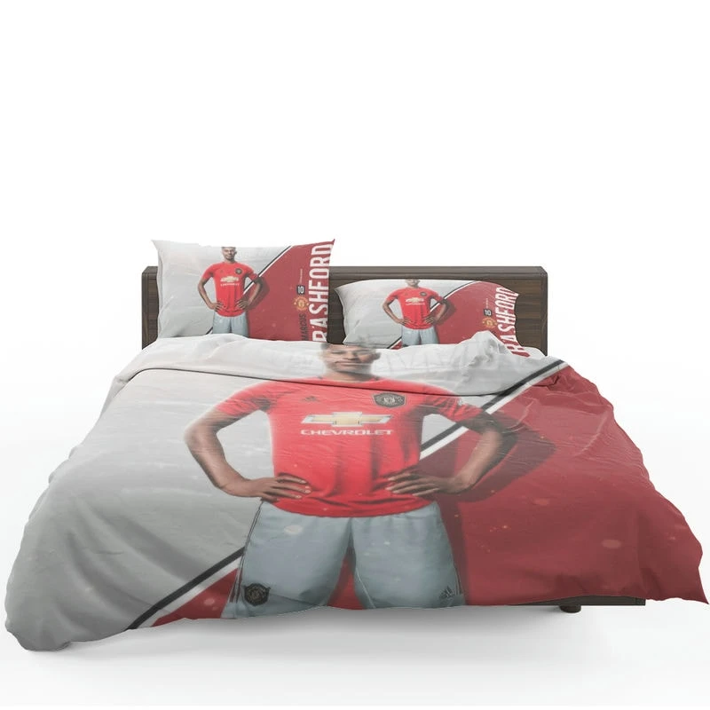 Spirited Soccer Player Marcus Rashford Bedding Set