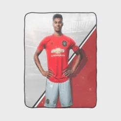 Spirited Soccer Player Marcus Rashford Fleece Blanket 1