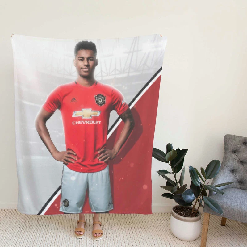 Spirited Soccer Player Marcus Rashford Fleece Blanket