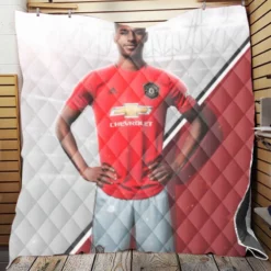 Spirited Soccer Player Marcus Rashford Quilt Blanket