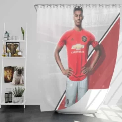 Spirited Soccer Player Marcus Rashford Shower Curtain