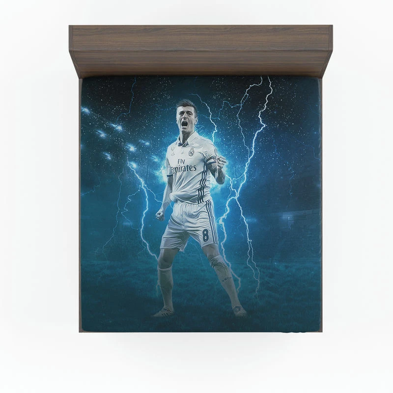 Spirited Soccer Player Toni Kroos Fitted Sheet