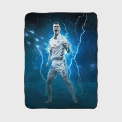 Spirited Soccer Player Toni Kroos Fleece Blanket 1