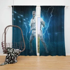 Spirited Soccer Player Toni Kroos Window Curtain