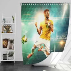 Sportive Brazil Football Player Neymar Shower Curtain