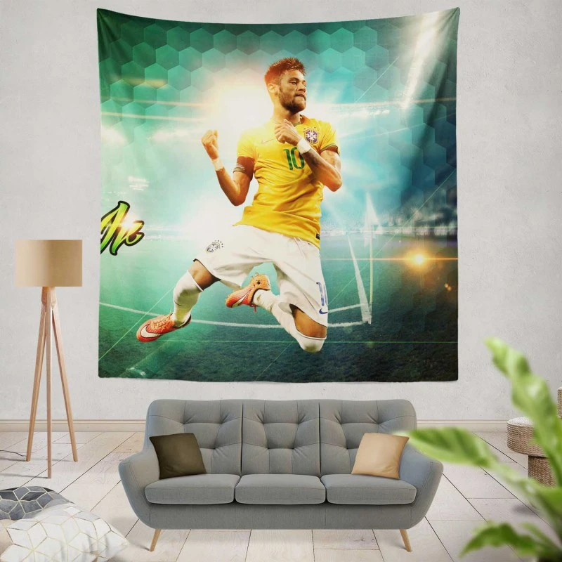 Sportive Brazil Football Player Neymar Tapestry