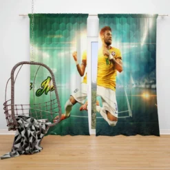 Sportive Brazil Football Player Neymar Window Curtain