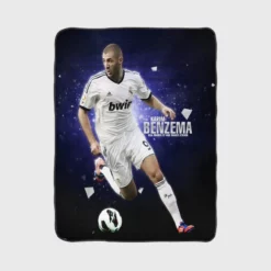 Sportive Football Player Karim Benzema Fleece Blanket 1