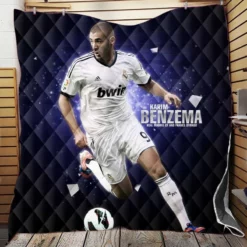 Sportive Football Player Karim Benzema Quilt Blanket