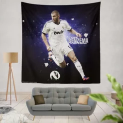 Sportive Football Player Karim Benzema Tapestry