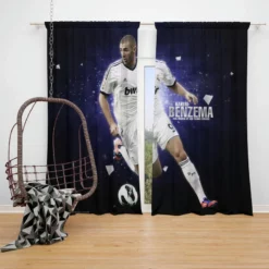 Sportive Football Player Karim Benzema Window Curtain