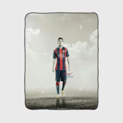 Sportive Football Player Lionel Messi Fleece Blanket 1