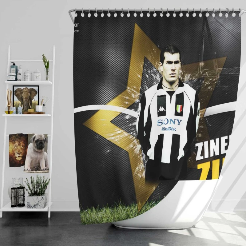 Sportive Football Zinedine Zidane Shower Curtain