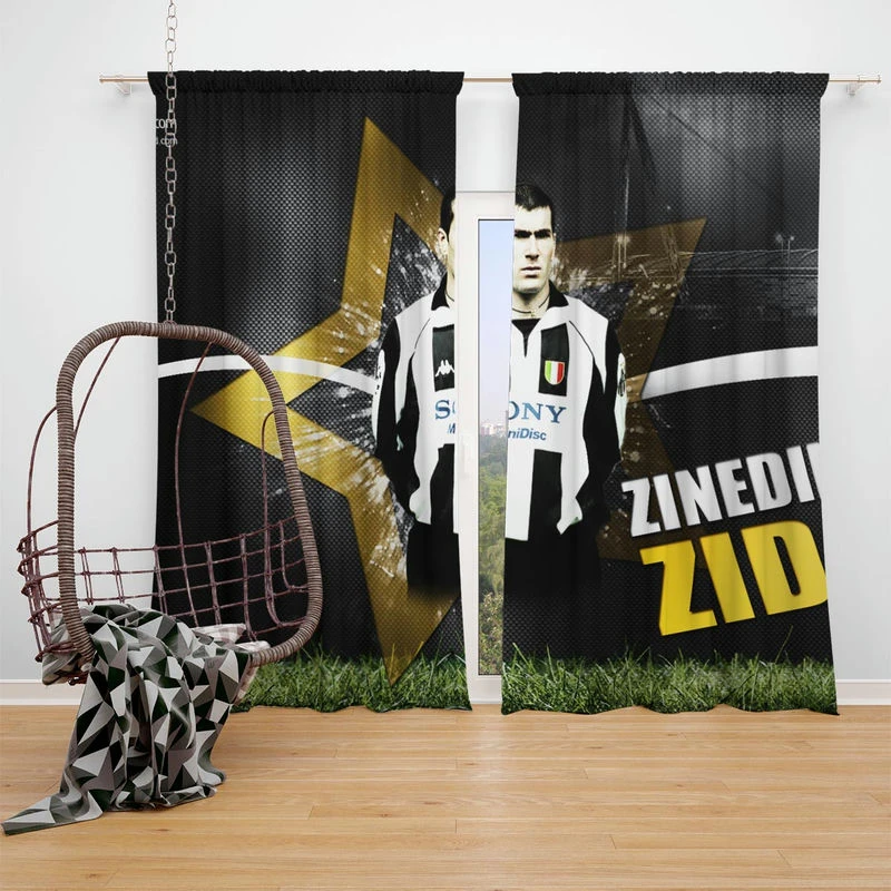 Sportive Football Zinedine Zidane Window Curtain