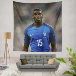 Sportive France Football Player Paul Pogba Tapestry