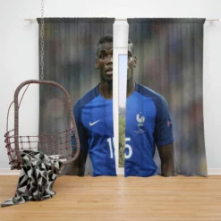 Sportive France Football Player Paul Pogba Window Curtain