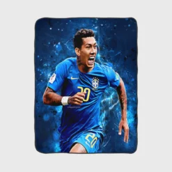 Spright Brazil Football Roberto Firmino Fleece Blanket 1