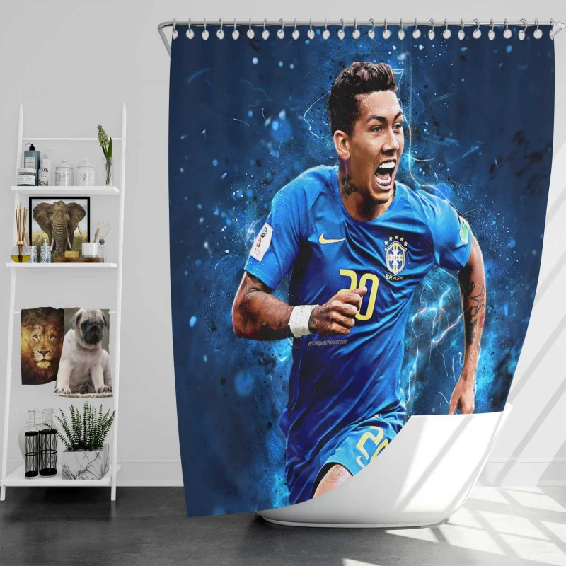 Spright Brazil Football Roberto Firmino Shower Curtain