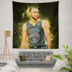 Stephen Curry Inspiring NBA Tapestry