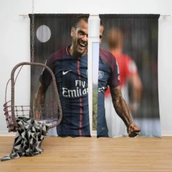 Strong Barcelona Football Player Dani Alves Window Curtain