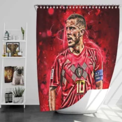 Strong Belgium Soccer Player Eden Hazard Shower Curtain