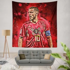 Strong Belgium Soccer Player Eden Hazard Tapestry