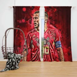 Strong Belgium Soccer Player Eden Hazard Window Curtain