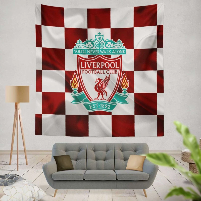 Strong English Football Club Liverpool Logo Tapestry