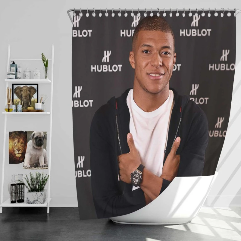 Strong Football Player Kylian Mbappe Lottin Shower Curtain