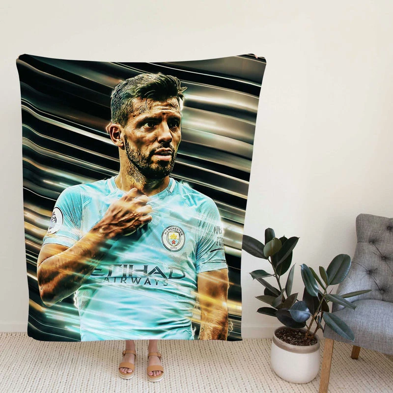 Strong Football Player Sergio Aguero Fleece Blanket