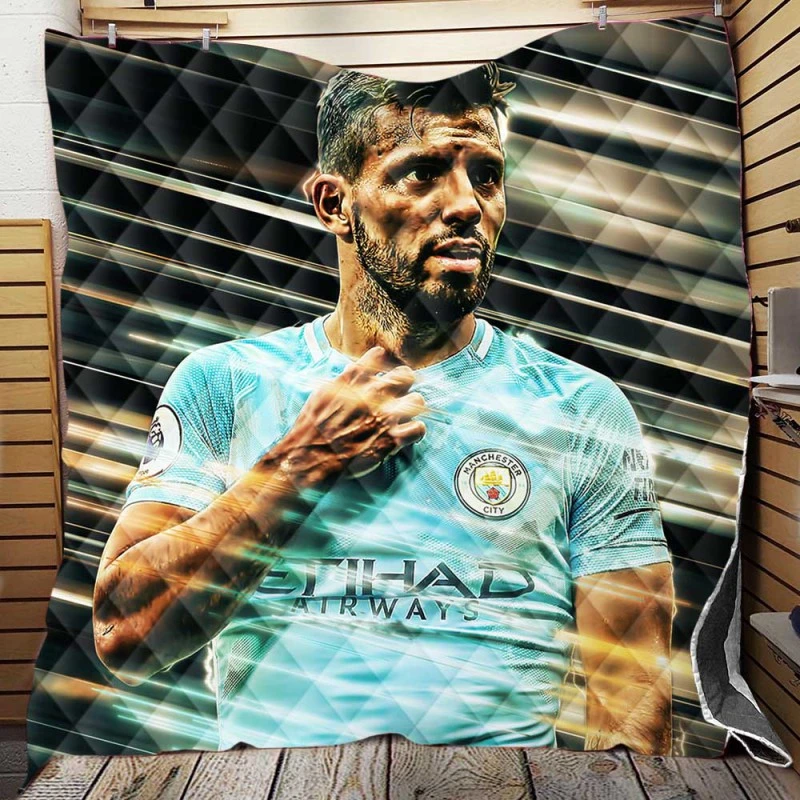 Strong Football Player Sergio Aguero Quilt Blanket