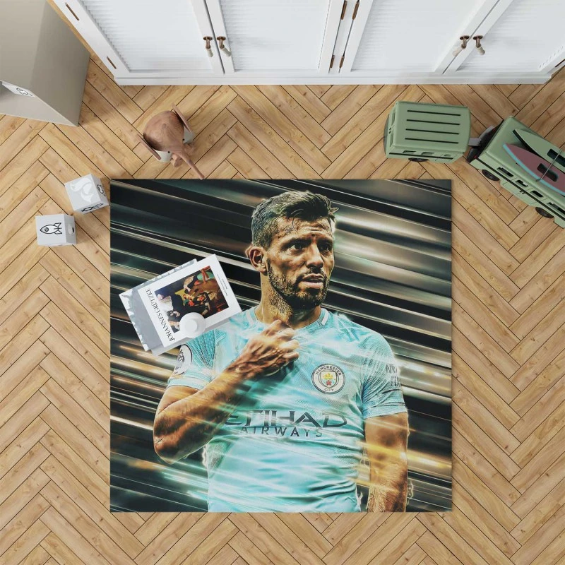 Strong Football Player Sergio Aguero Rug