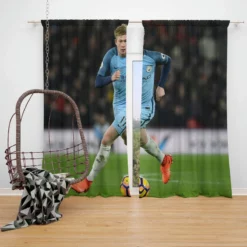 Strong Manchester City Football Player Kevin De Bruyne Window Curtain