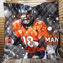 Strong NFL Football Player Peyton Manning Quilt Blanket