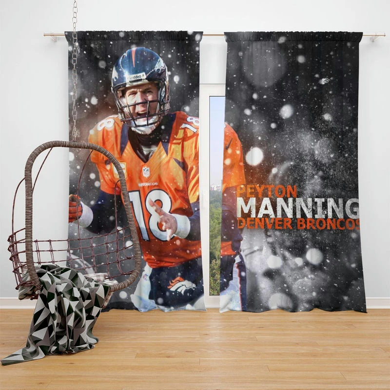Strong NFL Football Player Peyton Manning Window Curtain