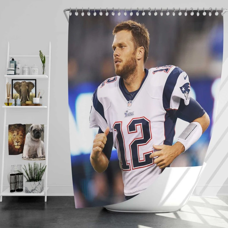 Strong NFL Player Tom Brady Patriots Shower Curtain