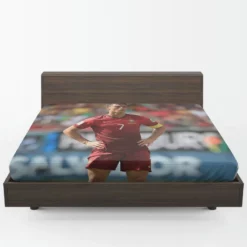 Strong Portugal Soccer Player Cristiano Ronaldo Fitted Sheet 1