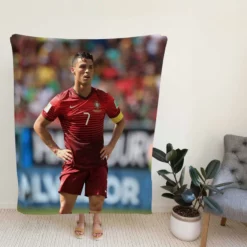 Strong Portugal Soccer Player Cristiano Ronaldo Fleece Blanket