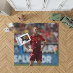 Strong Portugal Soccer Player Cristiano Ronaldo Rug