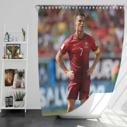 Strong Portugal Soccer Player Cristiano Ronaldo Shower Curtain