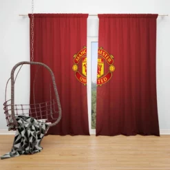 Strong Premier League Club Manchester United FC Window Curtain